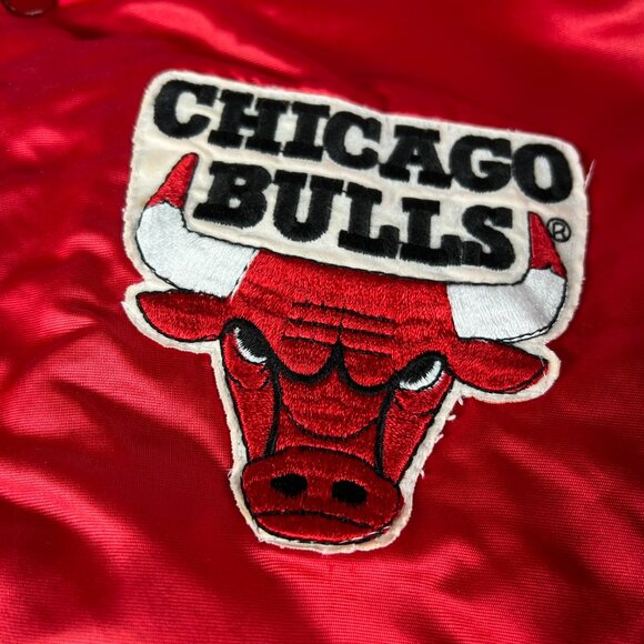 VTG 90s NBA Chicago Bulls Satin Jacket Adult Extra Large Red Snap Button Bomber - Picture 8 of 16